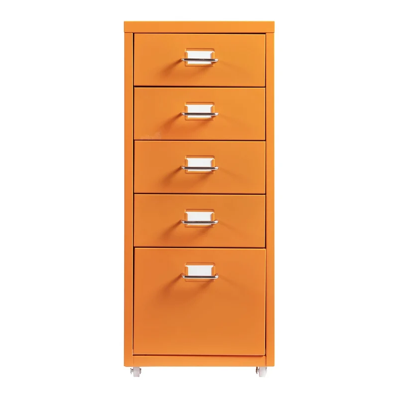 Helloshop26 Büroschrank, Rollschrank, mit 5 Schubladen, 69 x 28 x 41 cm, Orange 03_0009103