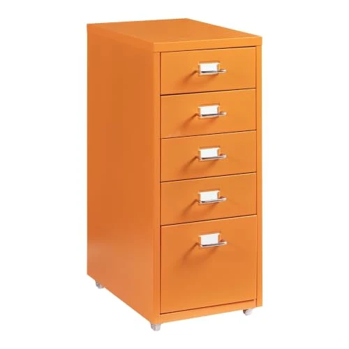 Helloshop26 Büroschrank, Rollschrank, mit 5 Schubladen, 69 x 28 x 41 cm, Orange 03_0009103