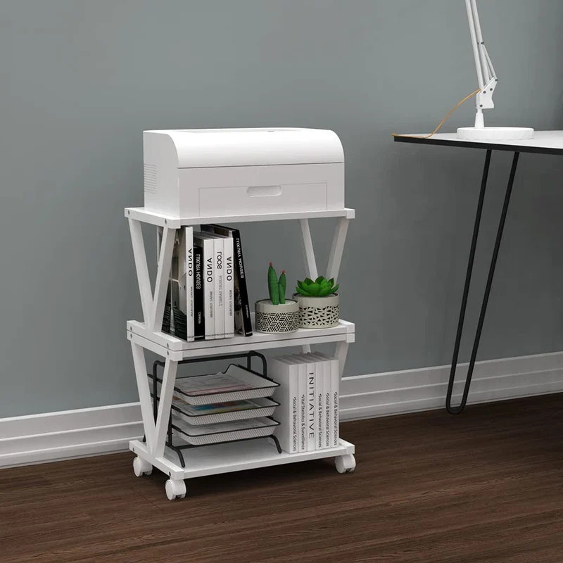 VEDECASA Desktop Drucker Stand 2-Tier Unter Schreibtisch Holz Drucker Regal Rustikale industrielle Bauernhaus Holz Speicher Buvech Regal Tisch Organizer für Home Office Stilvolle Robuste (weiß)
