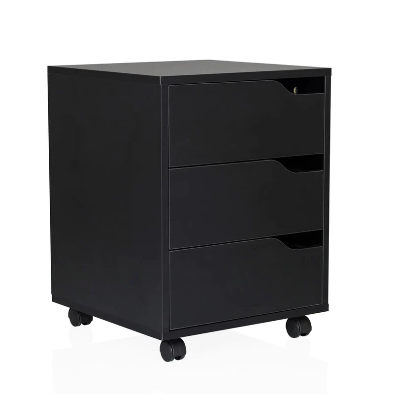 hjh OFFICE Rollcontainer Organiser I geräumiger Beistellschrank mit Schubladen und Rollen, Schwarz