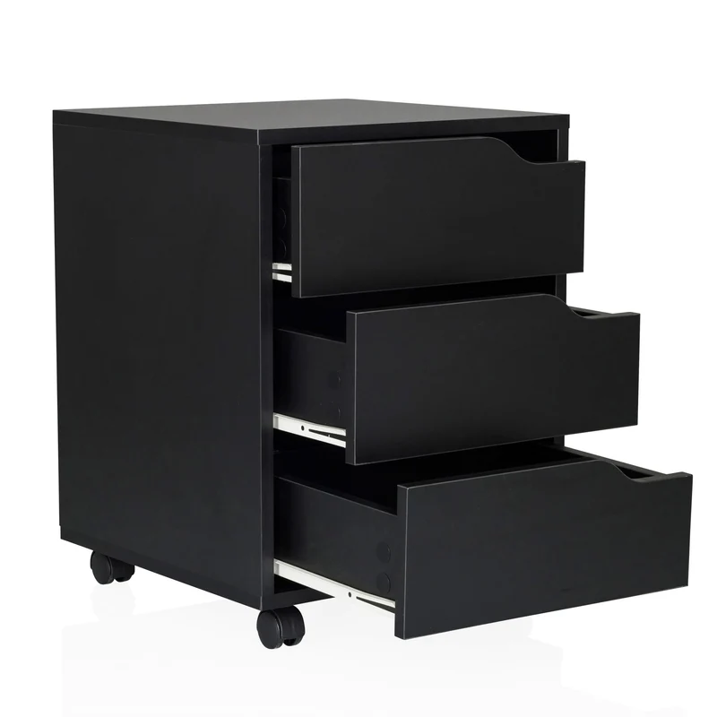 hjh OFFICE Rollcontainer Organiser I geräumiger Beistellschrank mit Schubladen und Rollen, Schwarz