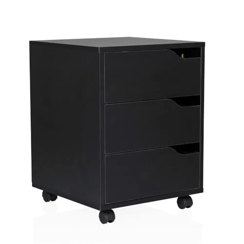 hjh OFFICE Rollcontainer Organiser I geräumiger Beistellschrank mit Schubladen und Rollen, Schwarz