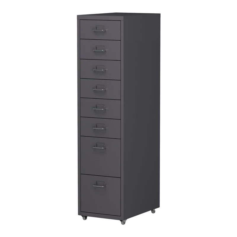 Helloshop26 Büroschrank, Rollschrank, mit 8 Schubladen, 109 x 28 x 41 cm, Dunkelgrau, 03_0009112