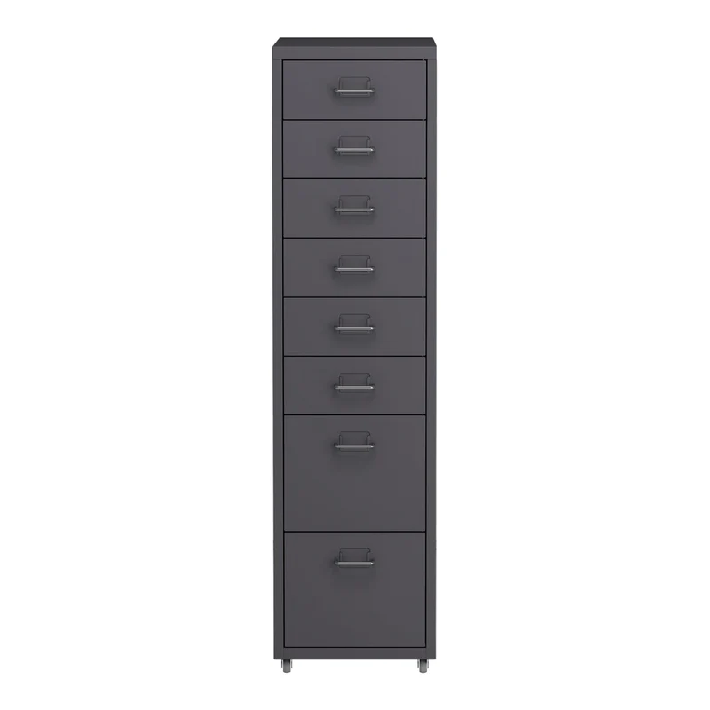 Helloshop26 Büroschrank, Rollschrank, mit 8 Schubladen, 109 x 28 x 41 cm, Dunkelgrau, 03_0009112