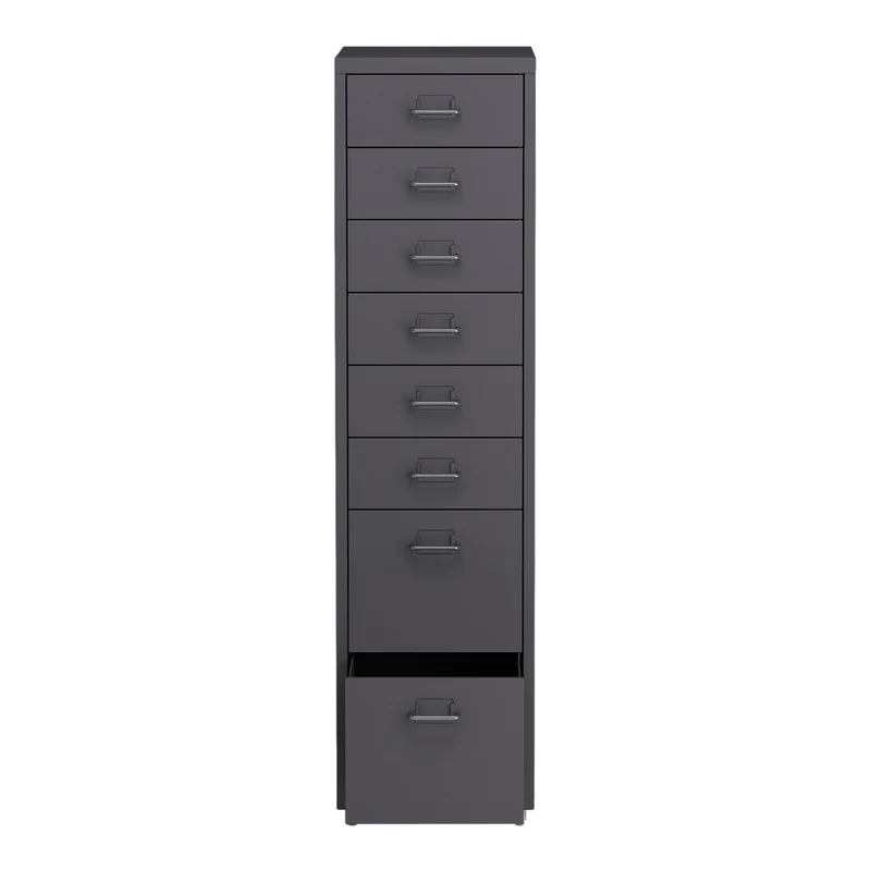 Helloshop26 Büroschrank, Rollschrank, mit 8 Schubladen, 109 x 28 x 41 cm, Dunkelgrau, 03_0009112