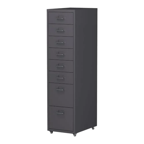 Helloshop26 Büroschrank, Rollschrank, mit 8 Schubladen, 109 x 28 x 41 cm, Dunkelgrau, 03_0009112