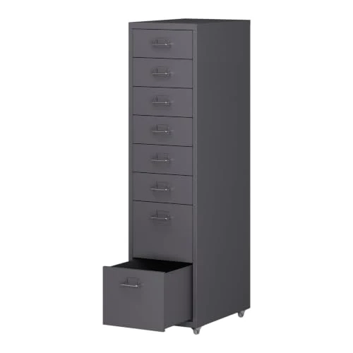Helloshop26 Büroschrank, Rollschrank, mit 8 Schubladen, 109 x 28 x 41 cm, Dunkelgrau, 03_0009112