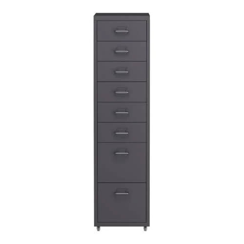 Helloshop26 Büroschrank, Rollschrank, mit 8 Schubladen, 109 x 28 x 41 cm, Dunkelgrau, 03_0009112