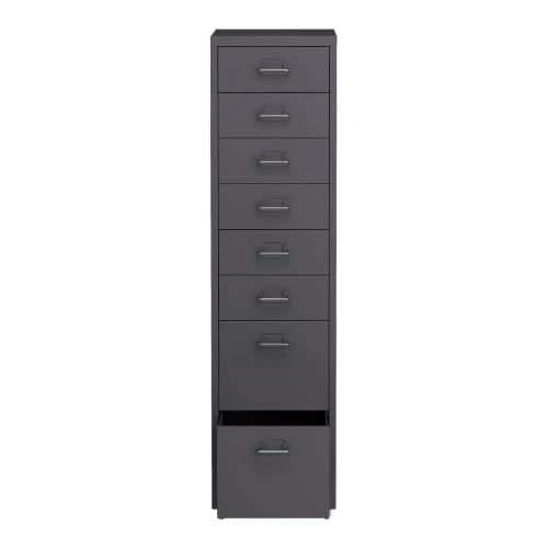 Helloshop26 Büroschrank, Rollschrank, mit 8 Schubladen, 109 x 28 x 41 cm, Dunkelgrau, 03_0009112