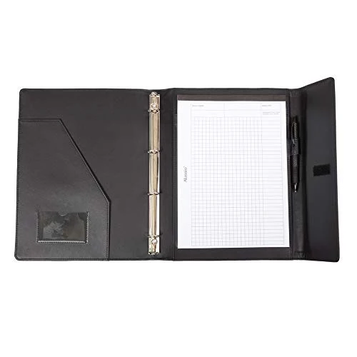 ALASSIO 30068 Ringbuchmappe A4 Salvo, Schreibmappe 33 x 27 x 3 cm, Schwarz