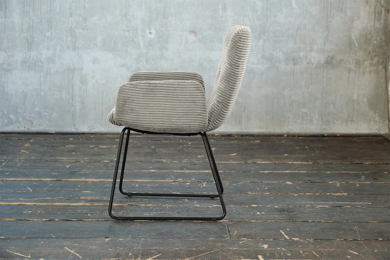 KAWOLA Stuhl NEW CHARME Esszimmersessel Cord steingrau