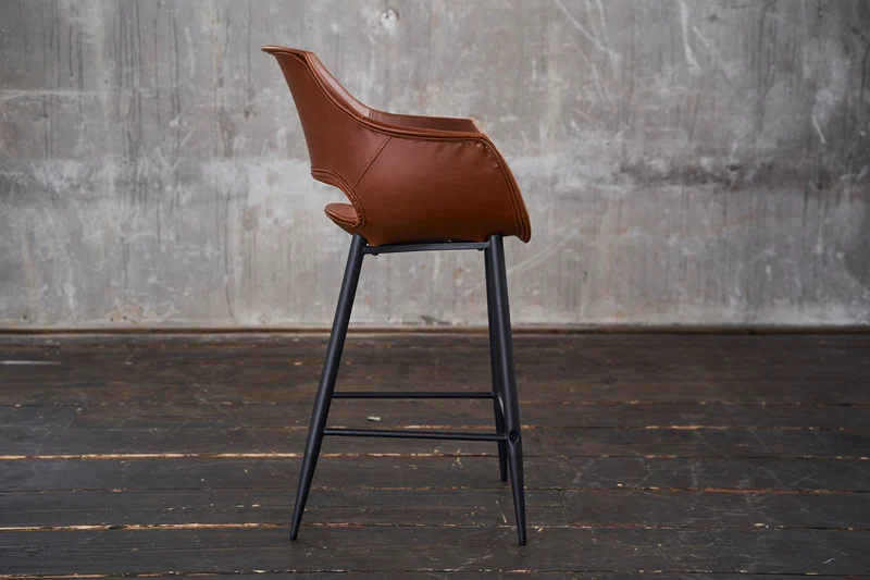 KAWOLA Thekenhocker ZAJA Barstuhl Sitzhöhe 65 cm Kunstleder cognac