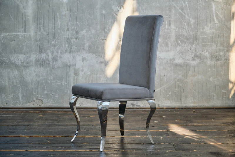 KAWOLA Stuhl LEIA Esszimmerstuhl Barock Velvet grau