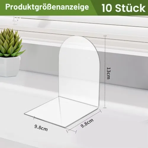 10 Stück Transparenten Buchstützen-Set, 40 Stück Anti-Rutsch-Pad-Acryl-Buchstütze, 3mm verdickt Stück Klarer Buchständer kann für Buchhalter, Bibliotheks-Buchständer, Bücherstützen, Büro-Bookends