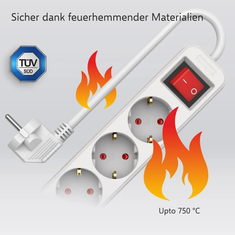 ELRO ES106 6-Fach Steckdosenleiste mit Schalter und 1,5m Kabel – Kindersicherung – Schukostecker – max. 3680 W – TÜV-geprüft - Weiß