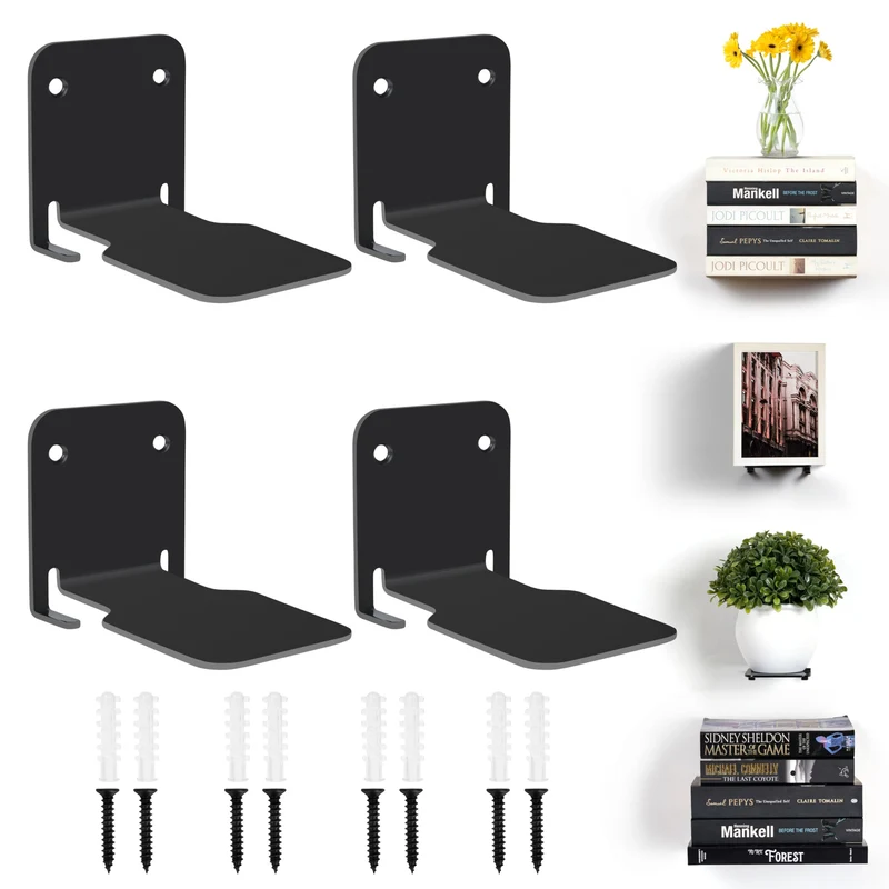 Winter Shore Unsichtbares Schwarzes Bücherregal Wand (4er-Pack)