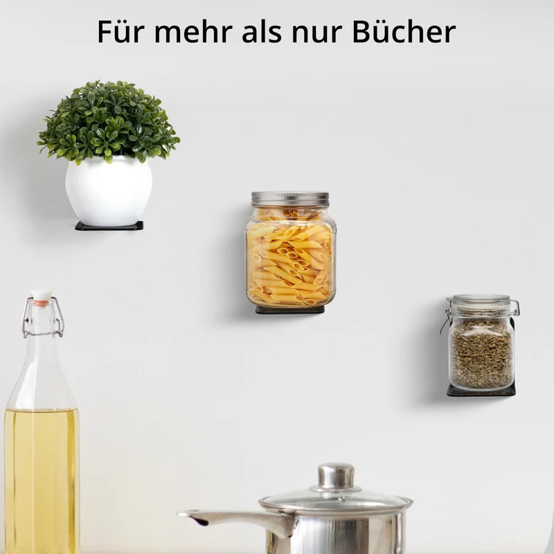 Winter Shore Unsichtbares Schwarzes Bücherregal Wand (4er-Pack)