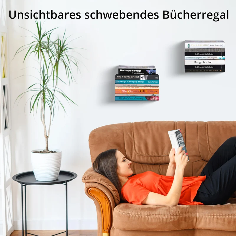 Winter Shore Unsichtbares Schwarzes Bücherregal Wand (4er-Pack)
