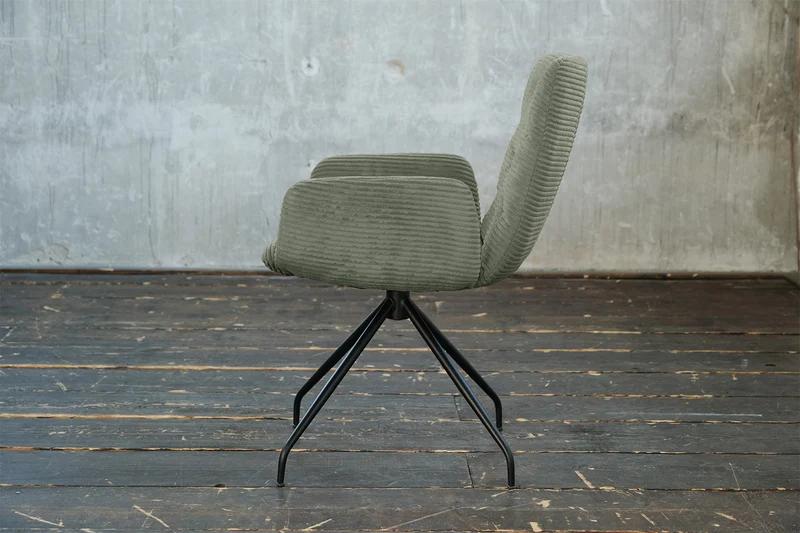 KAWOLA Stuhl NEW CHARME Drehstuhl Esszimmersessel Cord olivgrün
