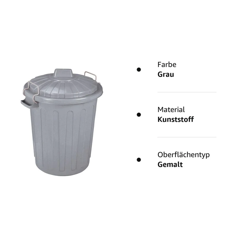 Curver 04128-Y25-41 Abfalltonne Oscar, Plastik, grau, 40 x 35 x 45 cm