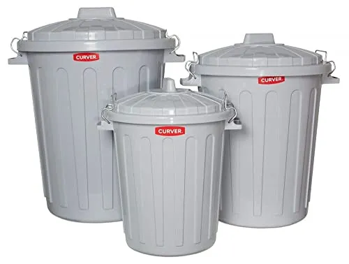 Curver 04128-Y25-41 Abfalltonne Oscar, Plastik, grau, 40 x 35 x 45 cm
