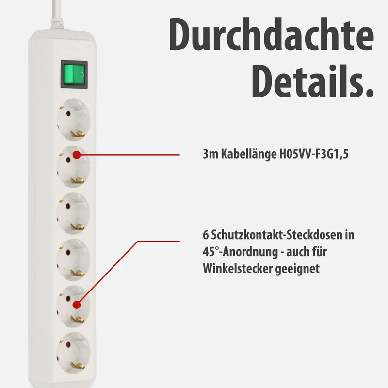 Brennenstuhl Eco-Line, Steckdosenleiste 6-Fach