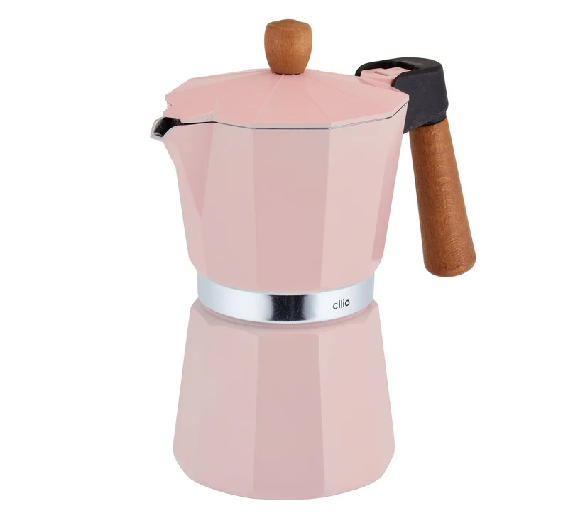 Cilio, Espressokocher Legno 6 Tassen rosa