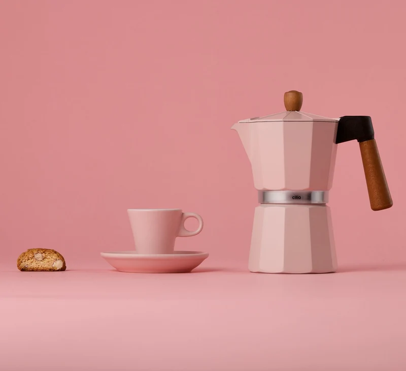 Cilio, Espressokocher Legno 6 Tassen rosa