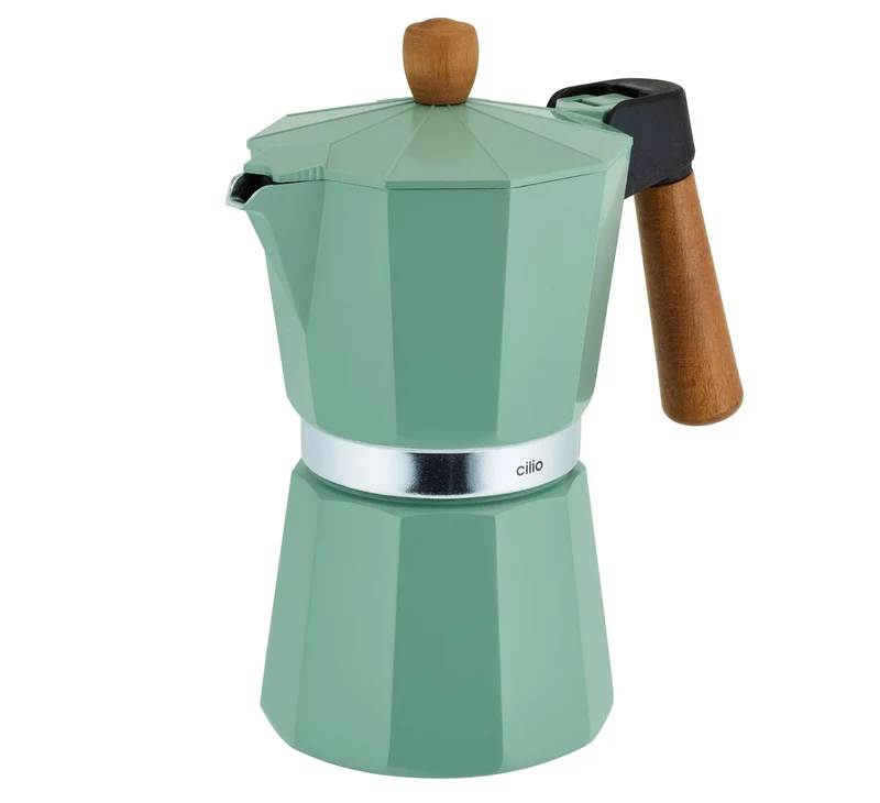 Cilio, Espressokocher Legno, 6 Tassen, Farbe mint