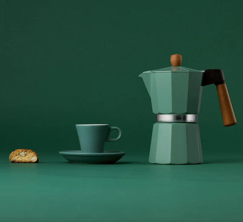 Cilio, Espressokocher Legno, 6 Tassen, Farbe mint