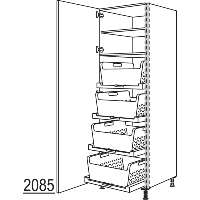 nobilia Hochschrank mit Wäschekorb-Tablar Laundry-Area NHSWTABF60-2 60 cm