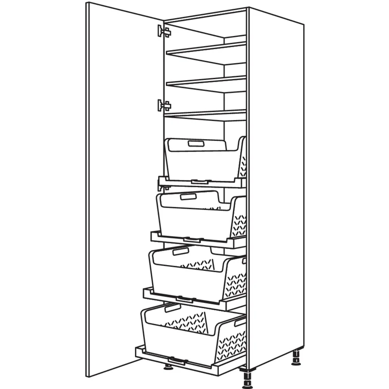 nobilia XL-Hochschrank mit Wäschekorb-Tablar Laundry-Area HWTABF60-3X 60 cm