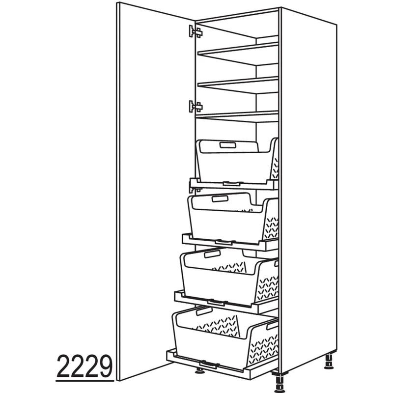 nobilia XL-Hochschrank mit Wäschekorb-Tablar Laundry-Area HWTABF60-3X 60 cm