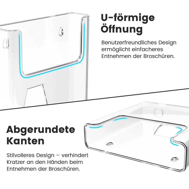 DIN-A4-Wandprospekthalter, transparenter Flyerhalter aus Acryl, 1 Stück