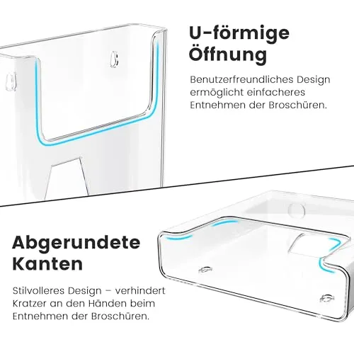 DIN-A4-Wandprospekthalter, transparenter Flyerhalter aus Acryl, 1 Stück