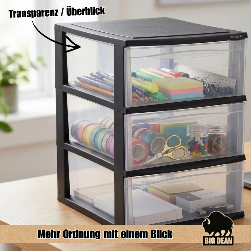 Große Schubladenbox A4 Schubladenschrank Schreibtisch Organizer Transparent