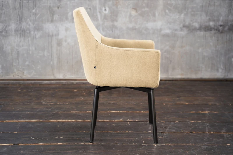 Stuhl Cali Sessel Microfaser Esszimmerstuhl creme Füße matt-schwarz