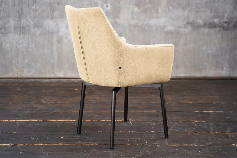 Stuhl Cali Sessel Microfaser Esszimmerstuhl creme Füße matt-schwarz