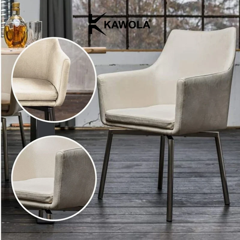 Stuhl Cali Sessel Microfaser Esszimmerstuhl creme Füße matt-schwarz