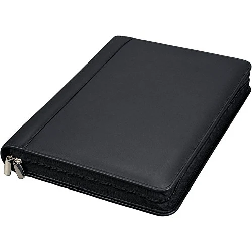ALASSIO 30061 Leder Ringbuchmappe A4 BOSA, Schreibmappe 35x27x5 cm, Schwarz