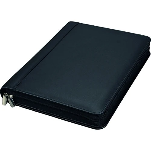 ALASSIO 30061 Leder Ringbuchmappe A4 BOSA, Schreibmappe 35x27x5 cm, Schwarz