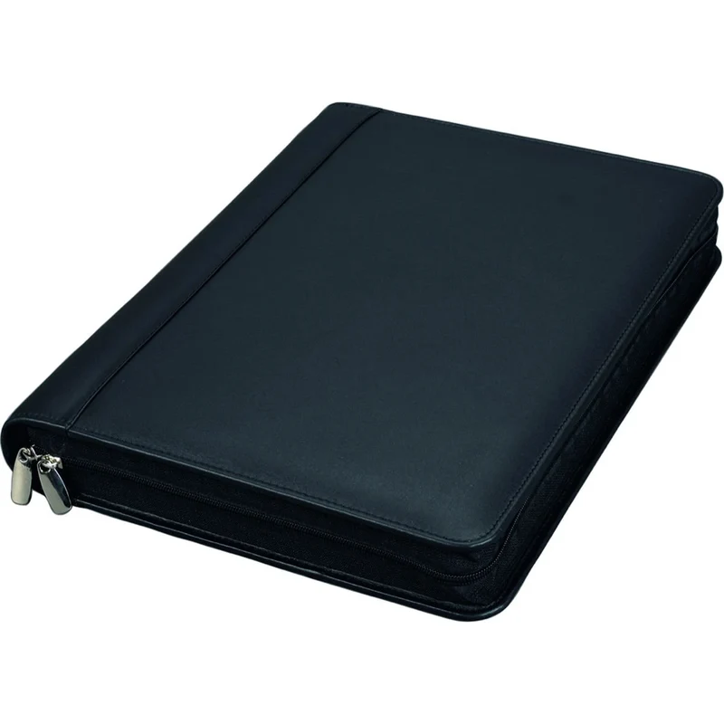 ALASSIO 30061 Leder Ringbuchmappe A4 BOSA, Schreibmappe 35x27x5 cm, Schwarz