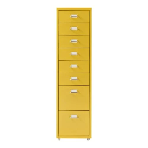 Helloshop26 Büroschrank, Rollschrank, mit 8 Schubladen, 109 x 28 x 41 cm, Gelb, 03_0009113