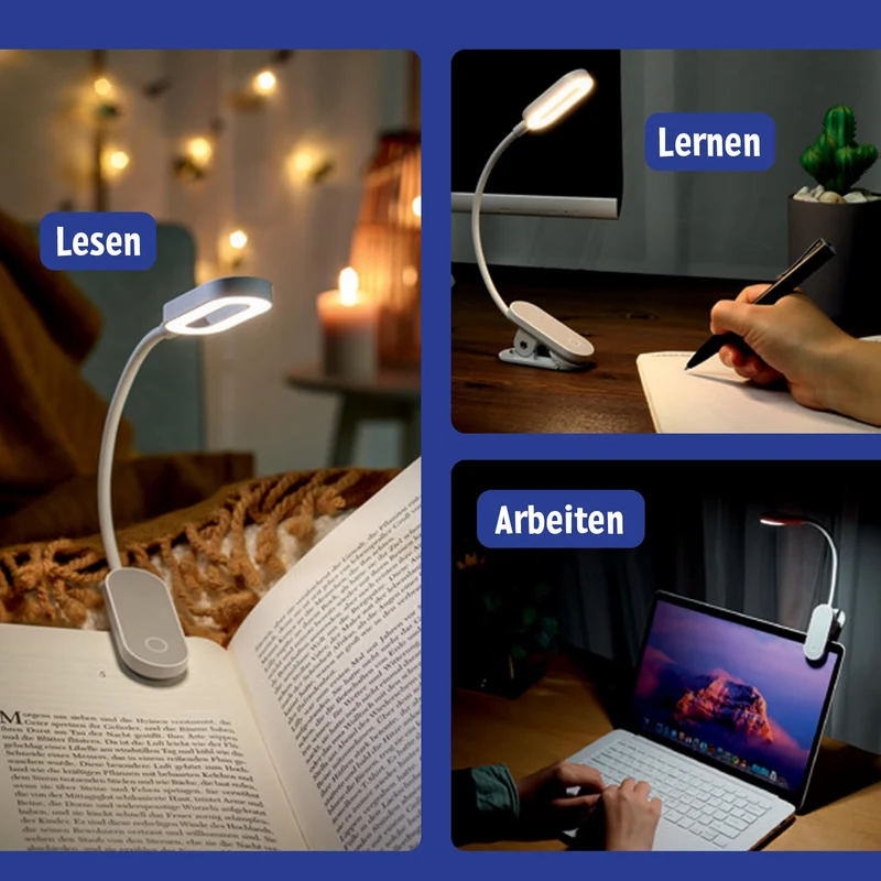 moses. libri_x Klemmleuchte Touch Electric Blue – dimmbares Leselicht