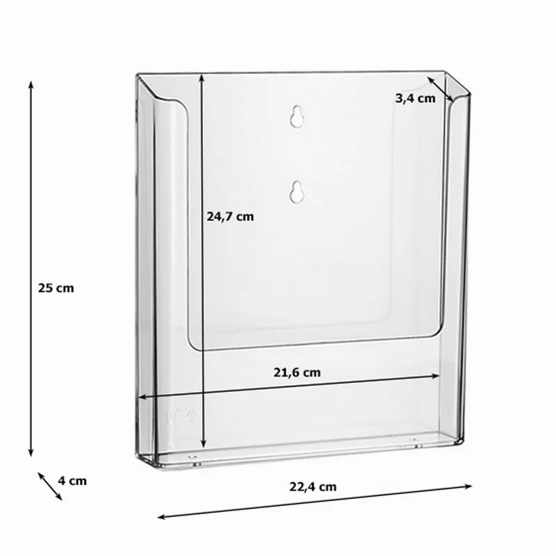 DIN A4 Wandprospekthalter Hochformat / Prospekthalter, Prospektständer, Flyer-Ständer, Flyerhalter, Prospektbox glasklar, Aufsteller, Werbung, Wandmontage