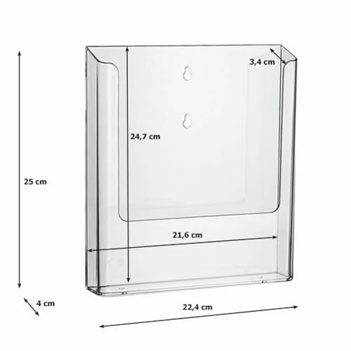 DIN A4 Wandprospekthalter Hochformat / Prospekthalter, Prospektständer, Flyer-Ständer, Flyerhalter, Prospektbox glasklar, Aufsteller, Werbung, Wandmontage