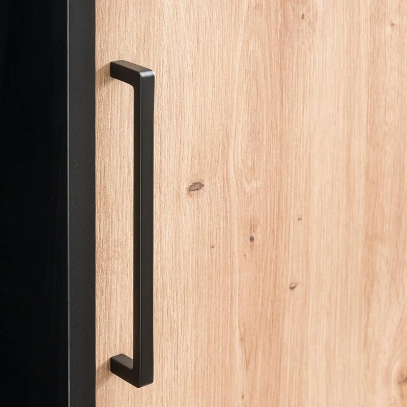 Lomadox Büroschrank Aktenschrank (3-teilig) in schwarz matt mit Eiche