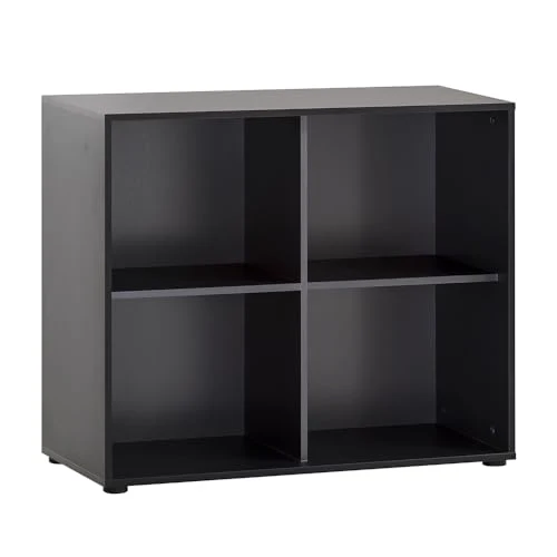 Lomadox Büroschrank Aktenschrank (3-teilig) in schwarz matt mit Eiche