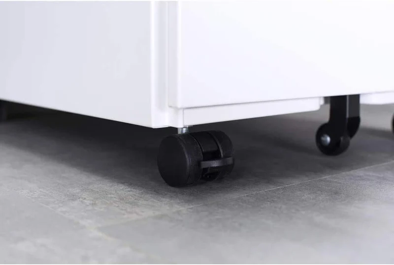 Aktenschränke,Schrankkorpus Vormontiert, Rollcontainer Büro-Rollcontainer mit Anti-umkippen-mechanismus, Bürocontainer mit 3 Schublade für A4, 50cm L x 39cm B x 60cm H, LWB020 (Weiß)
