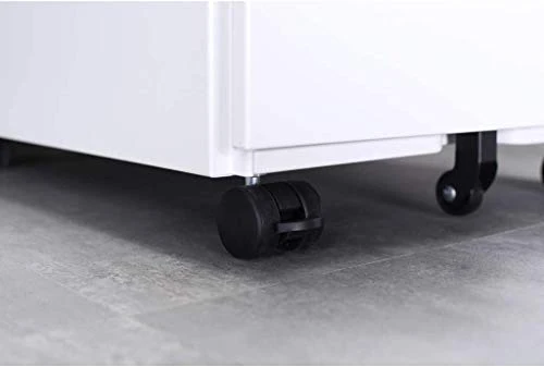 Aktenschränke,Schrankkorpus Vormontiert, Rollcontainer Büro-Rollcontainer mit Anti-umkippen-mechanismus, Bürocontainer mit 3 Schublade für A4, 50cm L x 39cm B x 60cm H, LWB020 (Weiß)